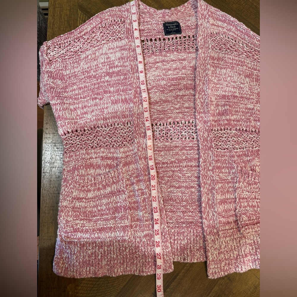 Abercrombie & Fitch Women's Marled Chunky Knit Pink Cardigan With Patch Pockets - Picture 5 of 12